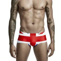 Online OUKU Men's Swimwear Swim Trunks Swim Briefs Elastic Waist Print Graphic Prints Breathable Soft Outdoor Casual Daily Hawaiian Stylish White Red Micro-elastic