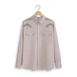 Discount OUKU Men's Symbol Shirt Western Shirt Cowboy Shirt Long Sleeve Vintage Western Style Outdoor Street Casual Daily Fall & Winter Turndown Buttons Print Gray