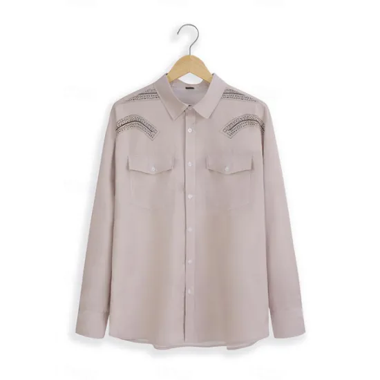 Discount OUKU Men's Symbol Shirt Western Shirt Cowboy Shirt Long Sleeve Vintage Western Style Outdoor Street Casual Daily Fall & Winter Turndown Buttons Print Gray