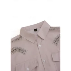 Discount OUKU Men's Symbol Shirt Western Shirt Cowboy Shirt Long Sleeve Vintage Western Style Outdoor Street Casual Daily Fall & Winter Turndown Buttons Print Gray