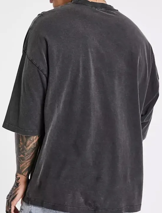 Outlet OUKU Men's T Shirt 100% Cotton Acid Wash Shirt Oversized Shirt Tee Top Short Sleeve Crew Neck Summer Plain Streetwear Designer Casual Daily Outdoor Sport Going out Black Blue Grey Top Tee for Men