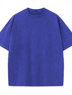 Outlet OUKU Men's T Shirt 100% Cotton Acid Wash Shirt Oversized Shirt Tee Top Short Sleeve Crew Neck Summer Plain Streetwear Designer Casual Daily Outdoor Sport Going out Black Blue Grey Top Tee for Men