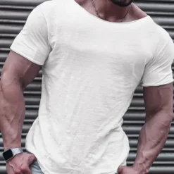 OUKU Men's T Shirt Casual Style Short Sleeve Crew Neck Summer Plain Fashion Designer Casual Classic Street Sports Holiday Black White Pink Top Tee for Men