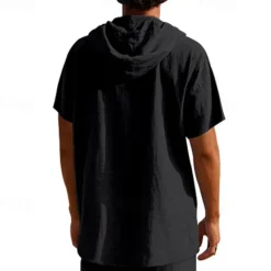 OUKU Men's T Shirt Henley Shirt Tee Short Sleeve Shirt Short Sleeve Hooded Summer Spring Plain Fashion Designer Basic Buttons Vacation Street Going out Black White Yellow Top Tee for Men