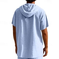 OUKU Men's T Shirt Henley Shirt Tee Short Sleeve Shirt Short Sleeve Hooded Summer Spring Plain Fashion Designer Basic Buttons Vacation Street Going out Black White Yellow Top Tee for Men