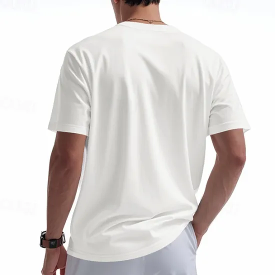 Sale OUKU Men's T Shirt Henley Shirt Tee Short Sleeve Shirt Short Sleeve V Neck Summer Plain Fashion Designer Basic Plain Vacation Street Going out White Black Light Blue Top Tee for Men