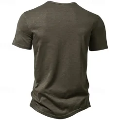 Outlet OUKU Men's T Shirt Henley Shirt Tee Top Short Sleeves Plain Designer Basic Modern Contemporary Buttons Henley Vacation Street Going out Summer Army Green Black White Henley T-Shirt