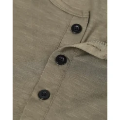 Outlet OUKU Men's T Shirt Henley Shirt Tee Top Short Sleeves Plain Designer Basic Modern Contemporary Buttons Henley Vacation Street Going out Summer Army Green Black White Henley T-Shirt