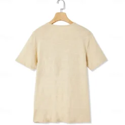 OUKU Men's T Shirt Henley Shirt Tee Top Short Sleeves Plain Designer Basic Modern Contemporary Buttons Henley Vacation Street Going out Summer Wine Black White Henley T-Shirt