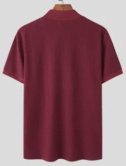 Outlet OUKU Men's T Shirt Knit Tee Tee Top Mock Turtleneck Short Sleeves Turtleneck Summer Plain Fashion Designer Basic Knitting Vacation Street Going out Black White Coffee Top Tee for Men