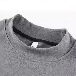 Outlet OUKU Men's T Shirt Long Sleeve Standing Collar Spring Winter Spring & Fall Solid Color Casual Daily Leisure Casual / Sporty Quick Dry Athleisure Casual Daily Black Red Brown Top Tee for Men