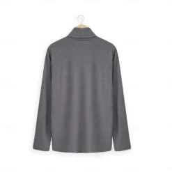 Hot OUKU Men's T Shirt Long Sleeve Shirt Mock Turtleneck Long Sleeve Rolled collar Spring & Fall Plain Fashion Designer Casual Street Sports Holiday Black White Green Top Tee for Men