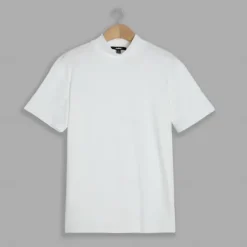 Outlet OUKU Men's T Shirt Mock Turtleneck Short Sleeve Stand Collar Summer Spring Fall & Winter Solid Color Plain Fashion Casual Comfortable Soft Vacation Street Casual Black White Top Tee for Men
