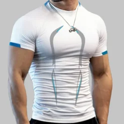 Best OUKU Men's T Shirt Moisture Wicking Shirts Short Sleeve Round Neck Spring, Fall, Winter, Summer Plain Muscle Athleisure Comfortable Sports Fitness Running Black White Navy Blue Top Tee for Men