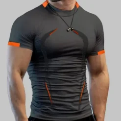 Best OUKU Men's T Shirt Moisture Wicking Shirts Short Sleeve Round Neck Spring, Fall, Winter, Summer Plain Muscle Athleisure Comfortable Sports Fitness Running Black White Navy Blue Top Tee for Men