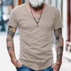 Discount OUKU Men's T Shirt Moisture Wicking Shirts Bamboo T-shirt Short Sleeve V Neck Summer Plain Sports Basic Casual Soft Home Street Causal Army Green Navy Black Top Tee for Men