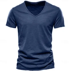 Discount OUKU Men's T Shirt Moisture Wicking Shirts Bamboo T-shirt Short Sleeve V Neck Summer Plain Sports Basic Casual Soft Home Street Causal Army Green Navy Black Top Tee for Men