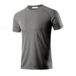 Online OUKU Men's T Shirt Moisture Wicking Shirts Short Sleeve Crew Neck Spring & Summer Plain Fashion Designer Casual Street Holiday Beach Black White Dusty Blue Top Tee for Men
