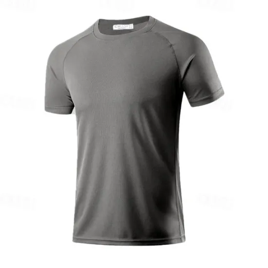 Online OUKU Men's T Shirt Moisture Wicking Shirts Short Sleeve Crew Neck Spring & Summer Plain Fashion Designer Casual Street Holiday Beach Black White Dusty Blue Top Tee for Men