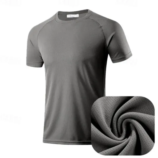 Online OUKU Men's T Shirt Moisture Wicking Shirts Short Sleeve Crew Neck Spring & Summer Plain Fashion Designer Casual Street Holiday Beach Black White Dusty Blue Top Tee for Men