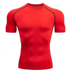 Hot OUKU Men's T Shirt Muscle Shirt Moisture Wicking Shirts Short Sleeve Crew Neck Summer Plain Sports Fashion Lightweight Classic Style Vacation Casual Holiday Red black Black White Top Tee for Men