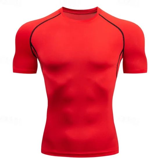 Hot OUKU Men's T Shirt Muscle Shirt Moisture Wicking Shirts Short Sleeve Crew Neck Summer Plain Sports Fashion Lightweight Classic Style Vacation Casual Holiday Red black Black White Top Tee for Men