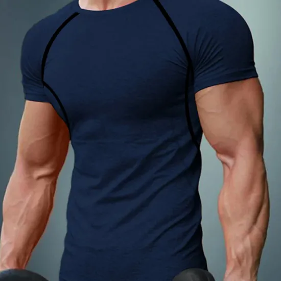 Hot OUKU Men's T Shirt Muscle Shirt Moisture Wicking Shirts Short Sleeve Crew Neck Summer Plain Sports Fashion Lightweight Classic Style Vacation Casual Holiday Red black Black White Top Tee for Men