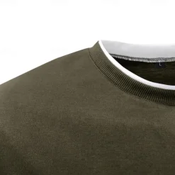 Best OUKU Men's T Shirt Oversized Shirt Tee Top Long Sleeve Shirt Long Sleeve Crew Neck Spring & Fall Solid Color Daily Casual Street Style Fake two piece Rib Hem Outdoor Street Causal Black Gray Wine Top Tee