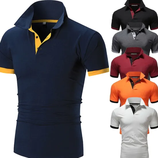 Hot OUKU Men's T Shirt Polo Shirts Street Casual Turndown Short Sleeve Casual Soft Solid Color Plain Spring, Fall, Winter, Summer Regular Fit Apple Green Golden yellow Lake blue Black White Pink T Shirt