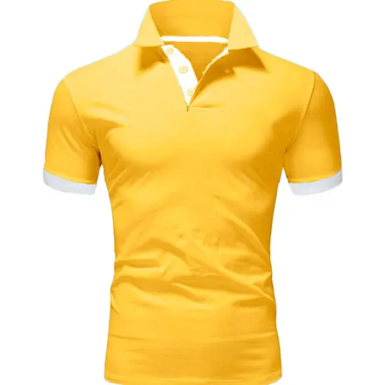 Hot OUKU Men's T Shirt Polo Shirts Street Casual Turndown Short Sleeve Casual Soft Solid Color Plain Spring, Fall, Winter, Summer Regular Fit Apple Green Golden yellow Lake blue Black White Pink T Shirt