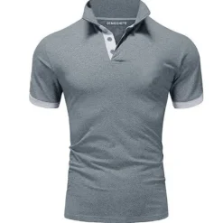 Hot OUKU Men's T Shirt Polo Shirts Street Casual Turndown Short Sleeve Casual Soft Solid Color Plain Spring, Fall, Winter, Summer Regular Fit Apple Green Golden yellow Lake blue Black White Pink T Shirt