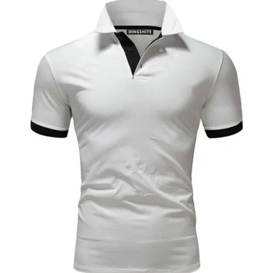 Hot OUKU Men's T Shirt Polo Shirts Street Casual Turndown Short Sleeve Casual Soft Solid Color Plain Spring, Fall, Winter, Summer Regular Fit Apple Green Golden yellow Lake blue Black White Pink T Shirt