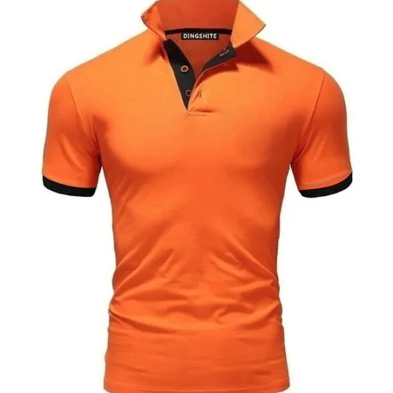 Hot OUKU Men's T Shirt Polo Shirts Street Casual Turndown Short Sleeve Casual Soft Solid Color Plain Spring, Fall, Winter, Summer Regular Fit Apple Green Golden yellow Lake blue Black White Pink T Shirt