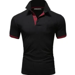 Hot OUKU Men's T Shirt Polo Shirts Street Casual Turndown Short Sleeve Casual Soft Solid Color Plain Spring, Fall, Winter, Summer Regular Fit Apple Green Golden yellow Lake blue Black White Pink T Shirt