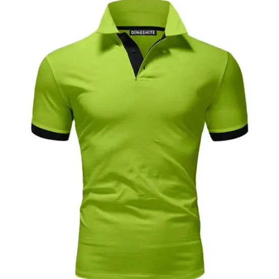 Hot OUKU Men's T Shirt Polo Shirts Street Casual Turndown Short Sleeve Casual Soft Solid Color Plain Spring, Fall, Winter, Summer Regular Fit Apple Green Golden yellow Lake blue Black White Pink T Shirt