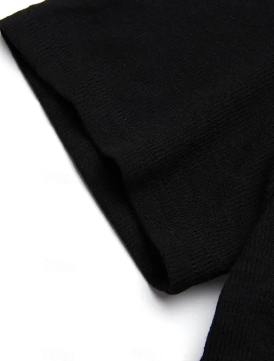 Online OUKU Men's T Shirt Rib Knit Top Ribbed Knit tee Short Sleeves V Neck Summer Plain Designer Basic Modern Contemporary Vacation Street Going out Black White Grey Top Tee for Men