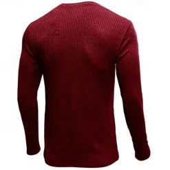 Outlet OUKU Men's T Shirt Ribbed Knit tee Tee Top Long Sleeve V Neck Summer Plain Pit Strip Fashion Designer Basic Vacation Street Going out Wine Black White Top Tee for Men