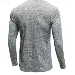 Outlet OUKU Men's T Shirt Ribbed Knit tee Tee Top Long Sleeve V Neck Summer Plain Pit Strip Fashion Designer Basic Vacation Street Going out Wine Black White Top Tee for Men