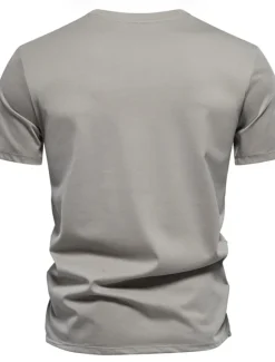 Hot OUKU Men's T Shirt Short Sleeve Crew Neck Summer Spring Geometric Knitwear Vacation Vintage Embroidered Embroidery School Training Outdoor Black White Light Green Top Tee for Men