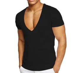 Best OUKU Men's T Shirt Short Sleeve V Neck Summer Plain Sports Fashion Lightweight Vacation Casual Holiday Black White Red Top Tee for Men