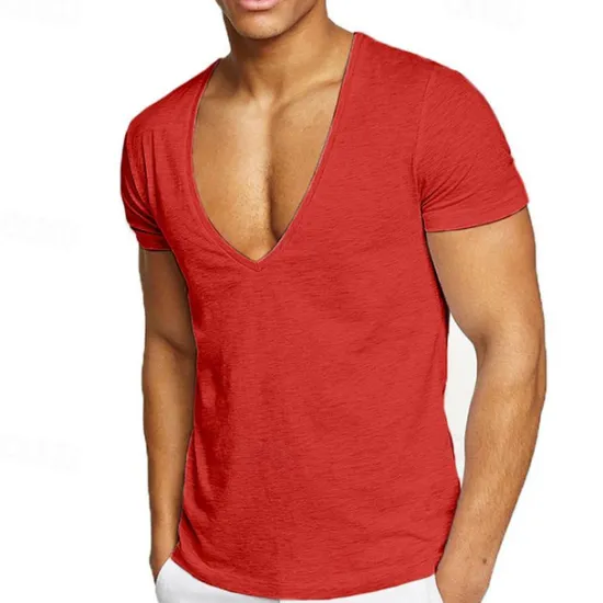 Best OUKU Men's T Shirt Short Sleeve V Neck Summer Plain Sports Fashion Lightweight Vacation Casual Holiday Black White Red Top Tee for Men