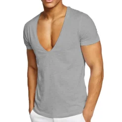 Best OUKU Men's T Shirt Short Sleeve V Neck Summer Plain Sports Fashion Lightweight Vacation Casual Holiday Black White Red Top Tee for Men