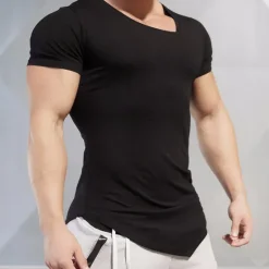 OUKU Men's T Shirt Short Sleeve V Neck Summer Plain Sports Fashion Lightweight Vacation Casual Holiday Black White Top Tee for Men