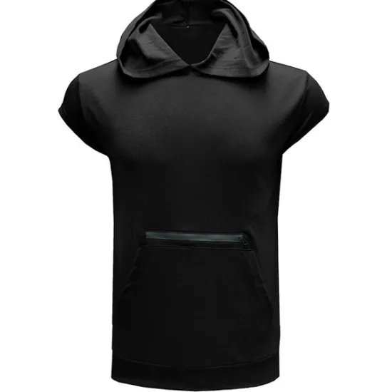 New OUKU Men's T Shirt Short Sleeve Hooded Summer Plain Fashion Classic Comfortable Street Casual Sports Black White Blue Top Tee for Men