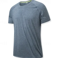 Online OUKU Men's T Shirt Short Sleeve Crew Neck Summer Solid Color Sports Sports & Outdoors Quick Dry Outdoor Sports & Outdoor Athletic Dark Gray Pink Blue Top Tee for Men