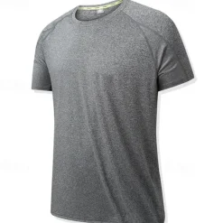 Online OUKU Men's T Shirt Short Sleeve Crew Neck Summer Solid Color Sports Sports & Outdoors Quick Dry Outdoor Sports & Outdoor Athletic Dark Gray Pink Blue Top Tee for Men