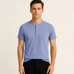Best OUKU Men's T Shirt Short Sleeve Solid Daily Casual Button Up Quick Dry Henley School Outdoor Vacation All Seasons Dark Grey Black White Henley T-Shirt