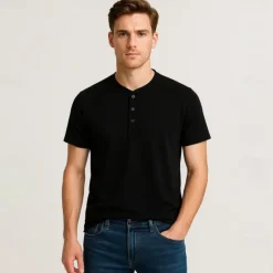 Best OUKU Men's T Shirt Short Sleeve Solid Daily Casual Button Up Quick Dry Henley School Outdoor Vacation All Seasons Dark Grey Black White Henley T-Shirt