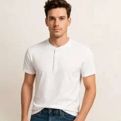 Best OUKU Men's T Shirt Short Sleeve Solid Daily Casual Button Up Quick Dry Henley School Outdoor Vacation All Seasons Dark Grey Black White Henley T-Shirt