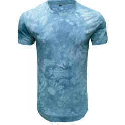 Hot OUKU Men's T Shirt Short Sleeve Crew Neck Summer Tie Dye Fashion Classic Comfortable Street Casual Sports Black Blue Dusty Blue Top Tee for Men